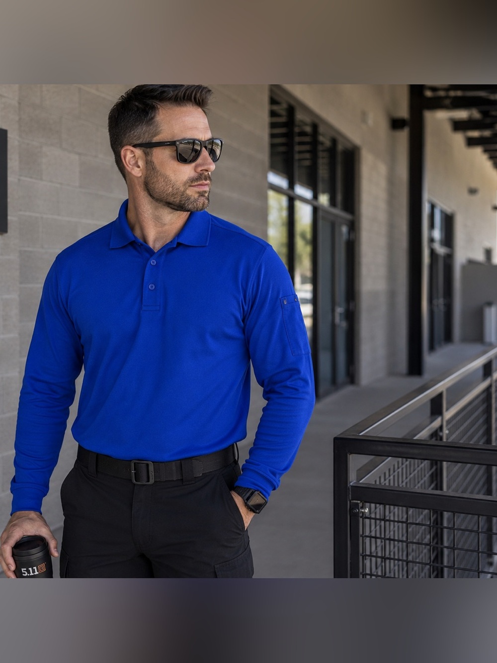5.11 Tactical Utility Polo Long Sleeve Shirt Mens XL Academy Blue NWT